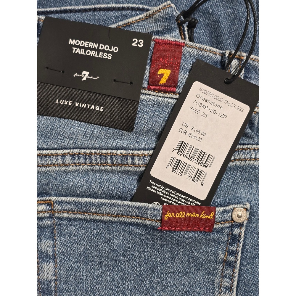NWT 7 For All Mankind Modern Dojo Jeans in Oceanstone Patch Pocket SZ 23x32 - Picture 6 of 8